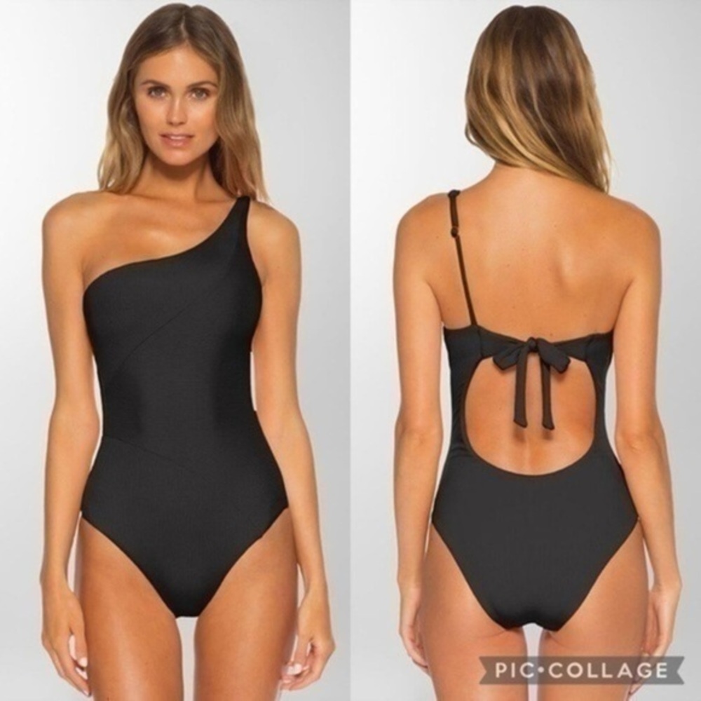 Becca by Rebecca Virtue Women's Adeline One Shoulder One Piece Swimsuit Black